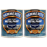 2X Hammerite Hammered Blue Paint 750ml Tin Paint